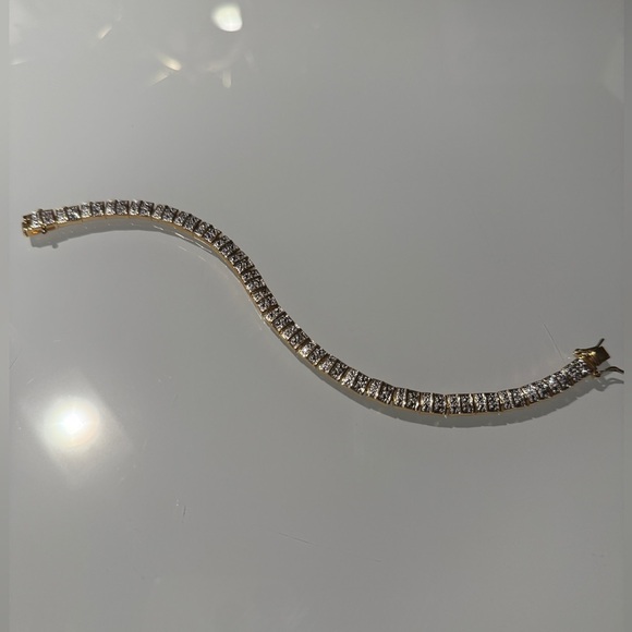 Gold plated 925 Silver Tennis Bracelet - Picture 2 of 9